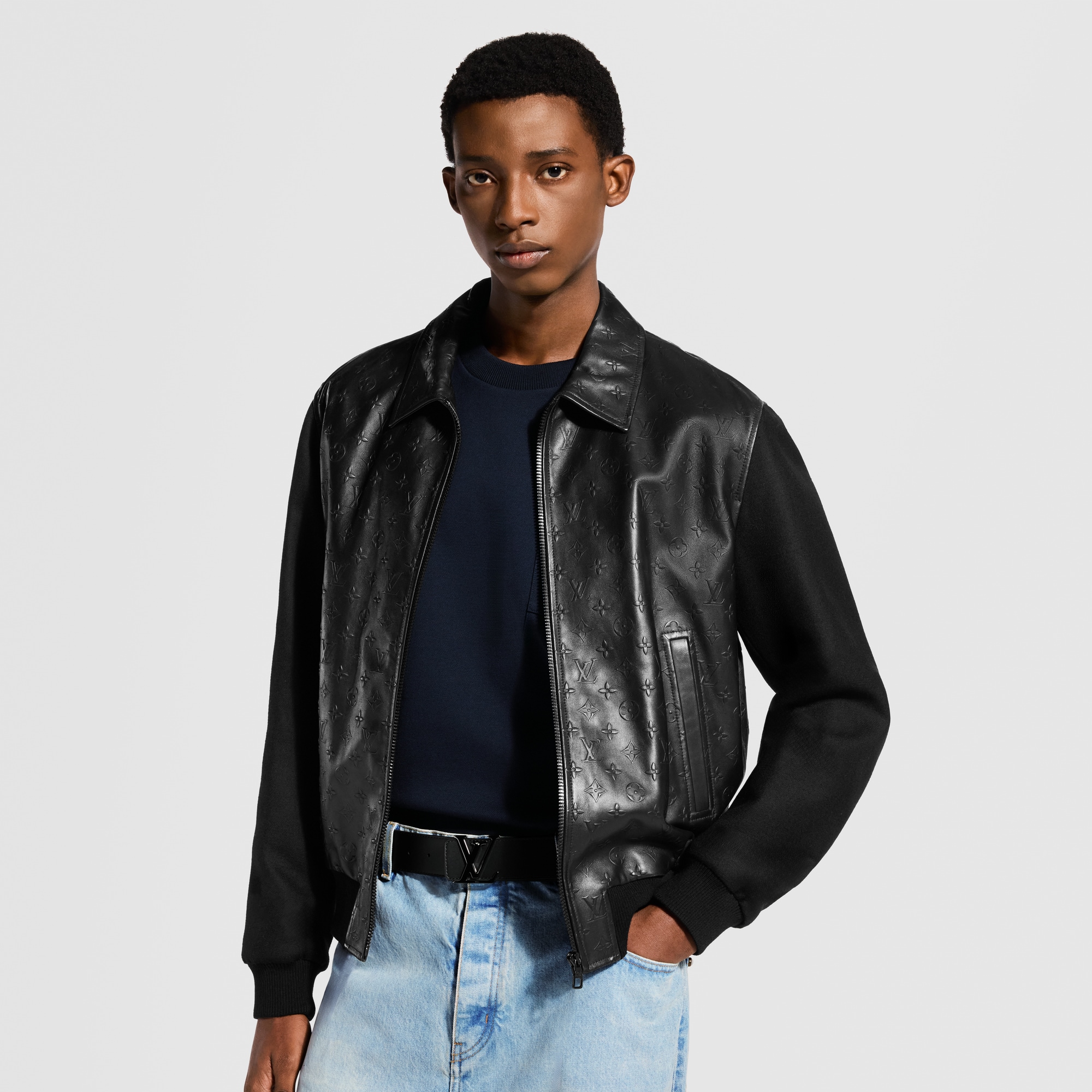 Debossed Monogram Mix Leather Blouson - New - For Men | LOUIS